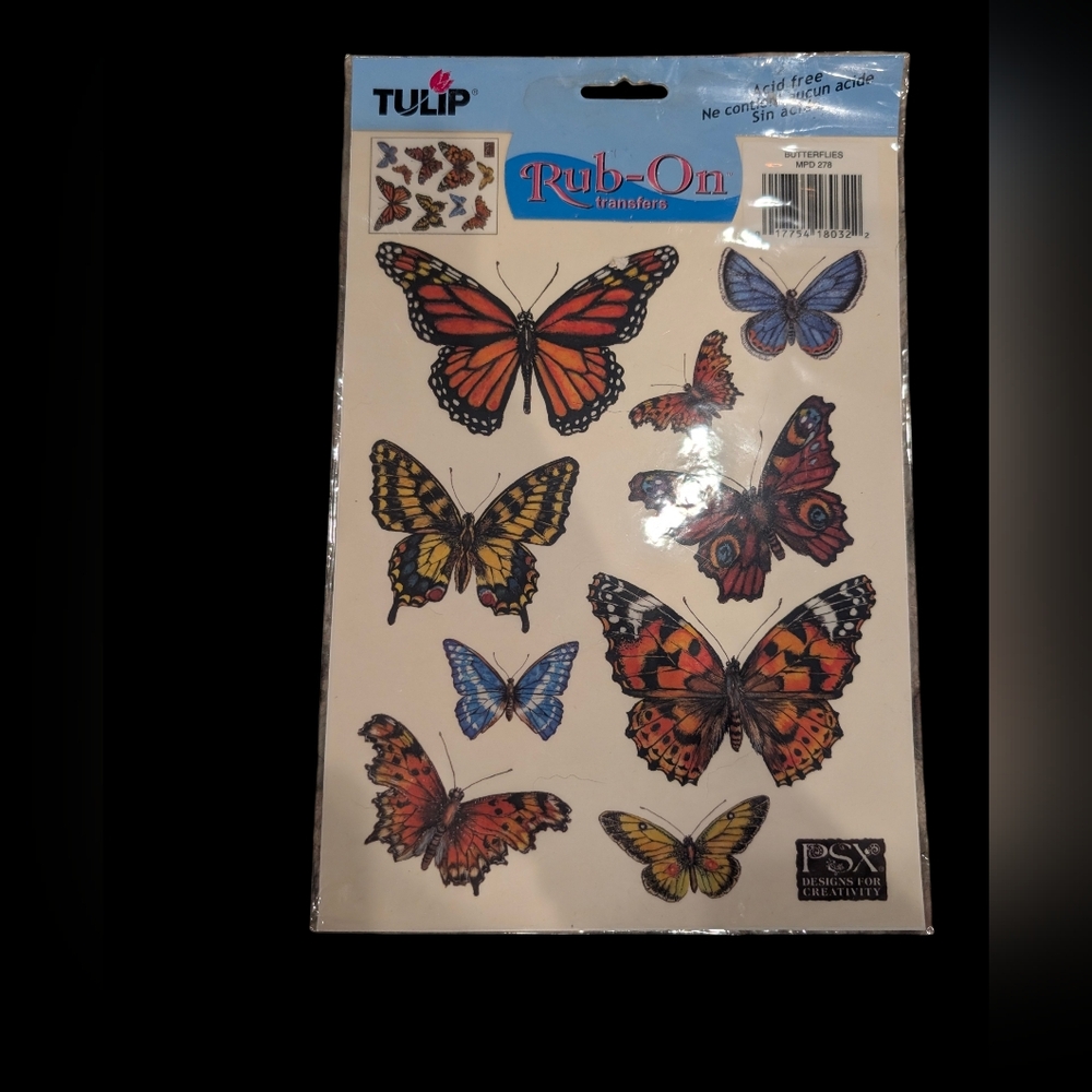 Tulip Butterfly Rub-On Transfers